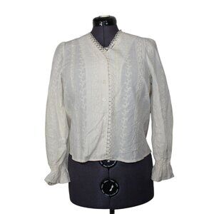 Metwo women's Victorian‎ Gunne Sax style embroidered blouse L